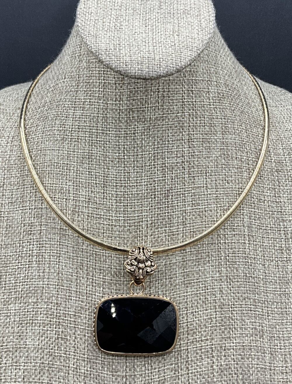 Barse Ophelia Omega Enhancer Necklace- Black Onyx- Bronze- NWT